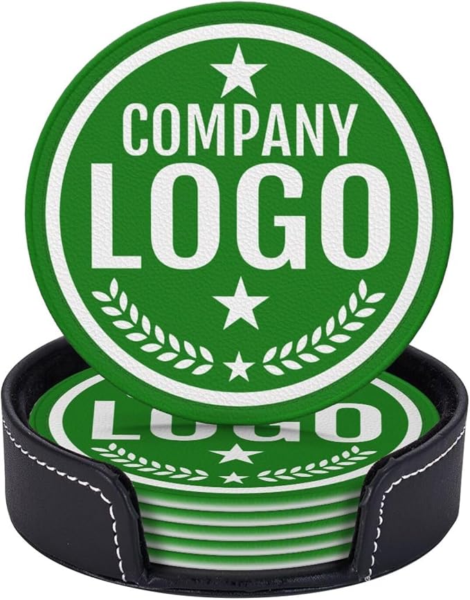 Custom Leather Coasters with Logo by Handmade
