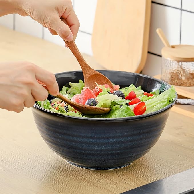 HASENSE Large Serving Bowls, 9 Inch Ceramic Salad Bowls, 84 oz Serving Dishes - Image 5