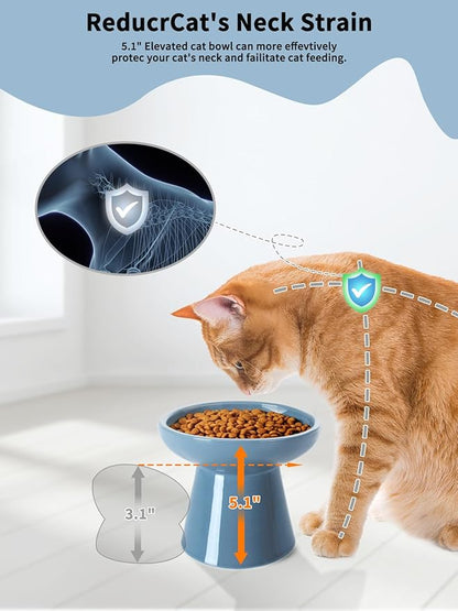 LoeJan Elevated Cat Food and Water Bowls Set, Extra Wide and Raised Ceramic - Image 5