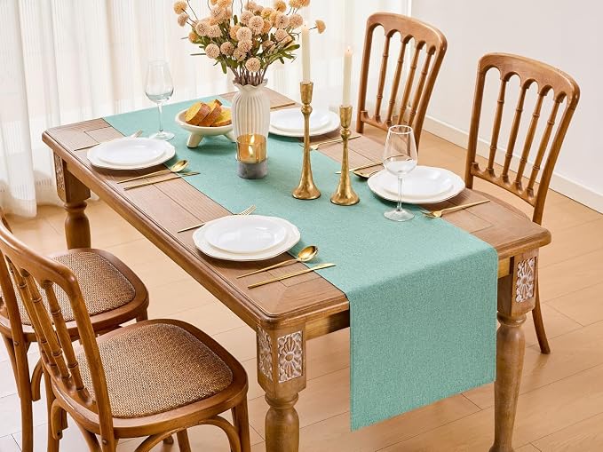 YATOJUZI Sage Green Table Runner Seasonal Sage Green Kitchen Dining Coffee - Image 6