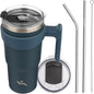 Konokyo 20 oz Tumbler with Handle and Straw, Insulated Travel Mug | Navy Blue; by Konokyo