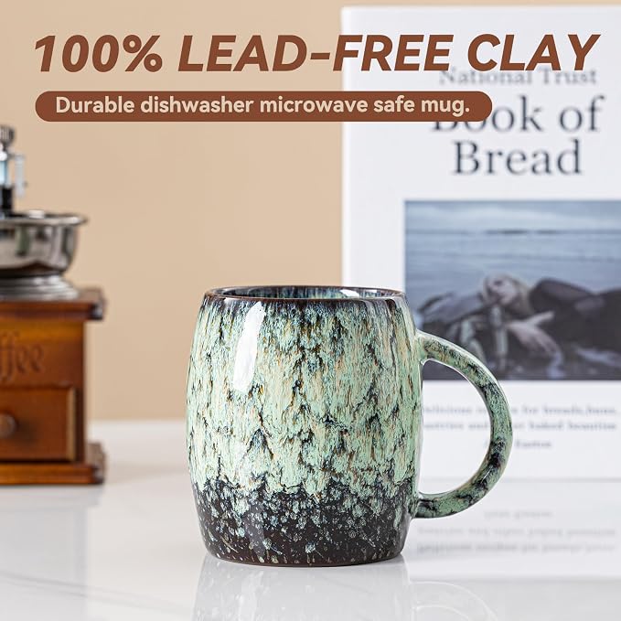 Sage Nebula Ceramic Coffee Mug - 14 oz Unique Mug - Image 6
