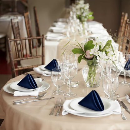 P Pothuiny 50 Pcs Navy Blue Satin Napkins 17 x 17 Inch, Satin Cloth Napkins | - Image 7