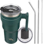 Konokyo 30 oz Tumbler with Handle and Straw, Insulated Travel Mug | Army Green; by Konokyo