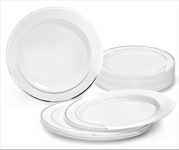 " OCCASIONS " 40 Plates Pack, Heavyweight Disposable Wedding Party Plastic by OCCASIONSFINESTPLASTICTABLEWARE