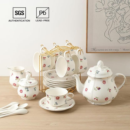 Sweejar 23 Pcs Floral Tea Sets - Image 2