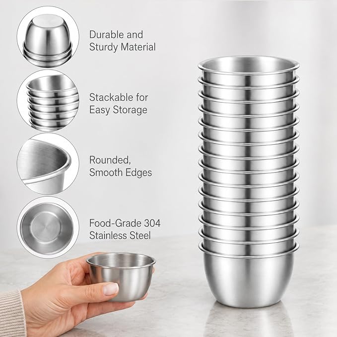 32Pcs 2.5oz Metal Ramekins Sauce Cups Stainless Steel Dipping Cups | Bulk Small - Image 4