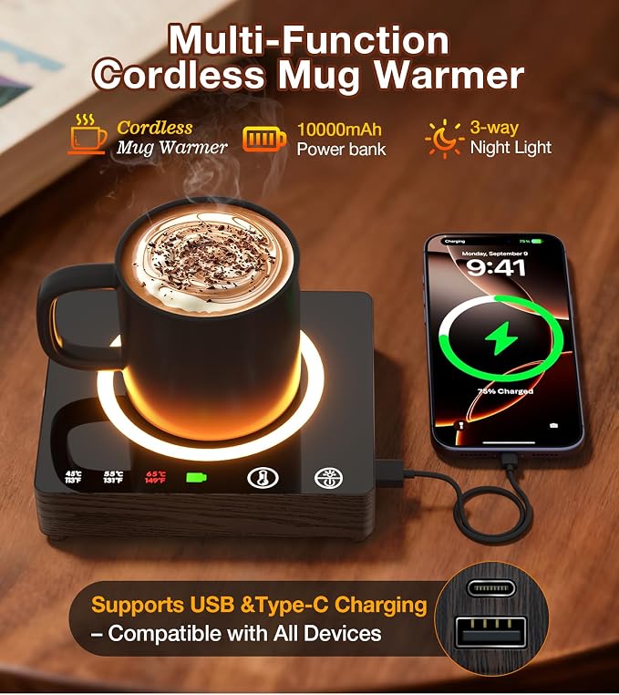 Mug Warmer, Portable Charger, Wireless Coffee Cup Warmer - Image 4