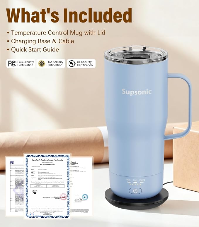 Supsonic Heated Coffee Mug, 20oz Electric Temperature Control Cup | Keeps - Image 8