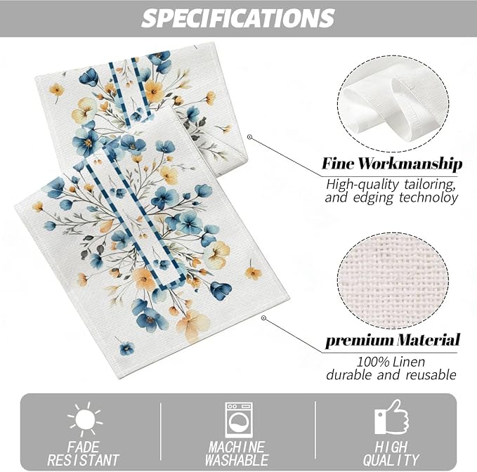 Bloom Flowers Floral Weeds Spring Table Runner, Elegant Farmhouse Decor | - Image 2