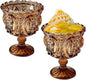 Carnival Glass Vintage Footed Dessert Cups Set of 2, 9oz Embossed Goblet by YUHANOER
