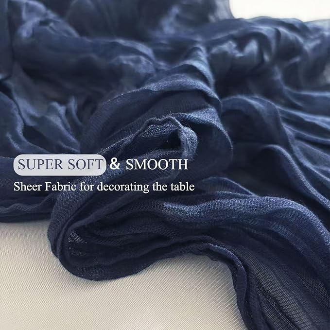 6Pack Navy Blue Cheese Cloth Table Runners 17x108inch Sheer Table Runner | Navy - Image 5