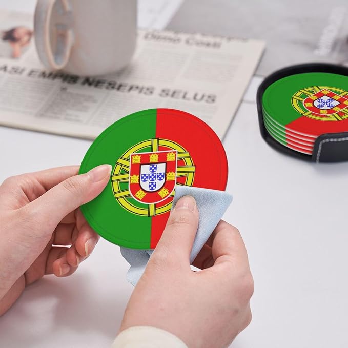 6 Pack Portugal Flag Leather Coaster - Image 6