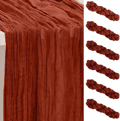 6 Pack Terracotta Christmas Cheesecloth Table Runner 35x120 Inch 10Ft Rustic by SuBleer
