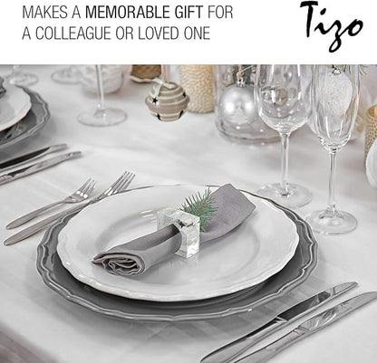 Tizo Design Elegant Crystal Napkin Rings Set-4, Crystal Glass Napkin Holders, Clear (Also Available in Smoke)