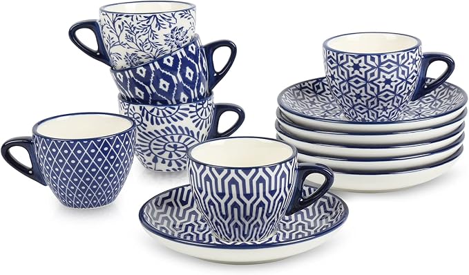 Selamica Ceramic 2 oz Espresso Cups, Small Expresso Coffee Cup Set by Selamica