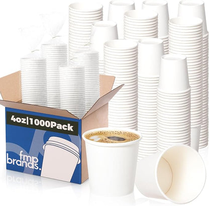 Fit Meal Prep [1000 Pack 4 oz Disposable White Paper Cups by FMPBRANDS