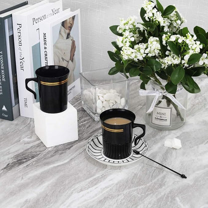 Nervure 60 Pack Black Plastic Coffee Mugs - Image 4