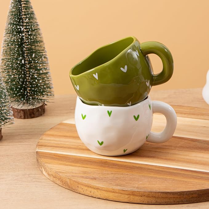 4pcs Ceramic Coffee Cups, 9.4OZ Cute Matcha Cup Set, Dishwasher Safe Green Tea - Image 8