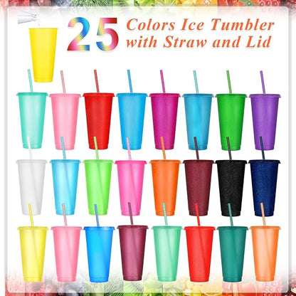 Honeydak 100 Pack Tumbler with Straw and Lid Bulk Glitter Plastic Cups Water - Image 2
