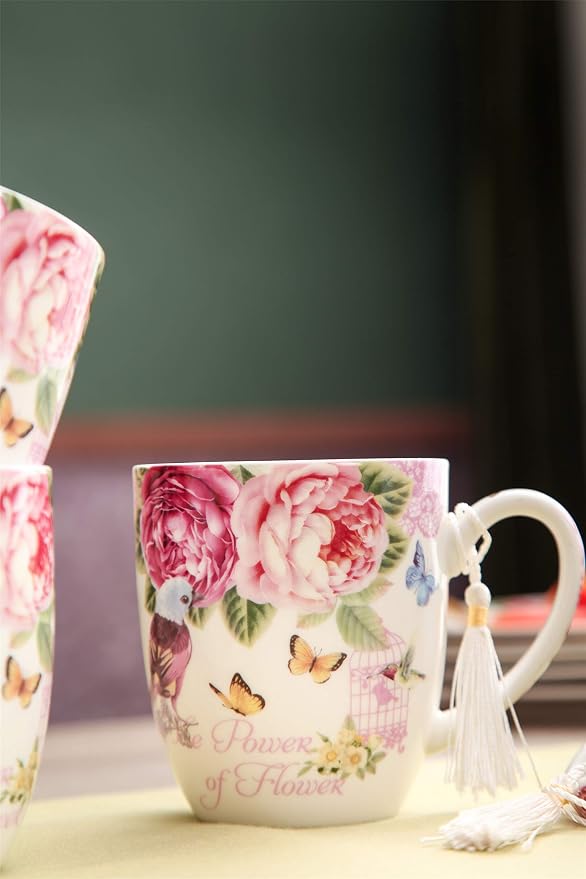 London Boutique Cups Mugs Set 4 Fine China Shabby Chic Vintage Retro Design in - Image 5