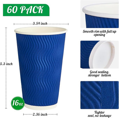 JollyPack Paper Coffee Cups, 16 oz, 60 Pack, Heat Resistant, Disposable - Image 2