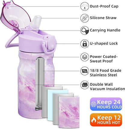 BJPKPK 14 oz Insulated Water Bottle, Stainless Steel Flask | Leak Proof Locking - Image 2