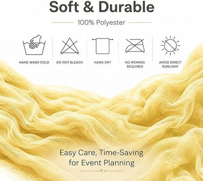 10Pack Light Yellow Table Runner 10FT Gauze Cheesecloth Table Runner | 21x120 - Image 8