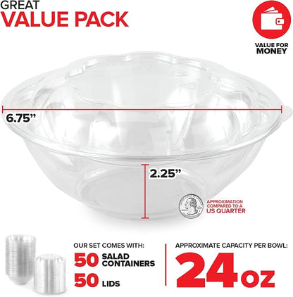 Stock Your Home 24oz Clear Plastic Salad Bowls - Image 2