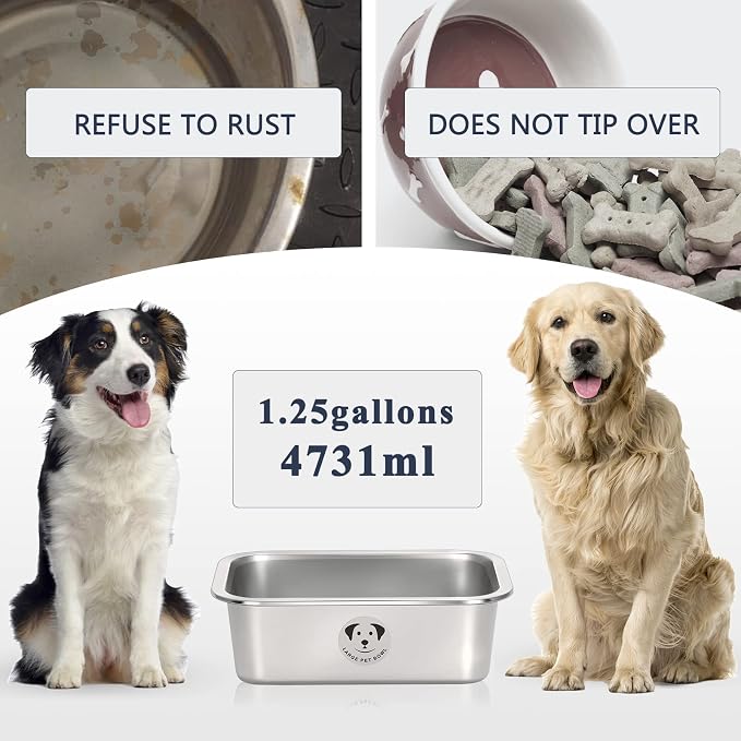 Stainless Steel Dog Bowls for Large Dogs, High Capacity Metal Dog Food Bowls - Image 4