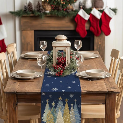 Christmas Table Runner 13x60 Inch, Xmas Trees Snowflakes Holiday Decorative - Image 3