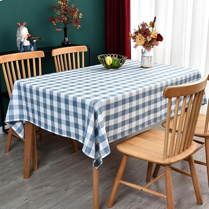Gingham Tablecloth Rectangle Table Cloth Heavy Duty Cotton Checkered Table Cover for Spring Picnic Kitchen Dining(C-Sky Blue, 52x86 inch)