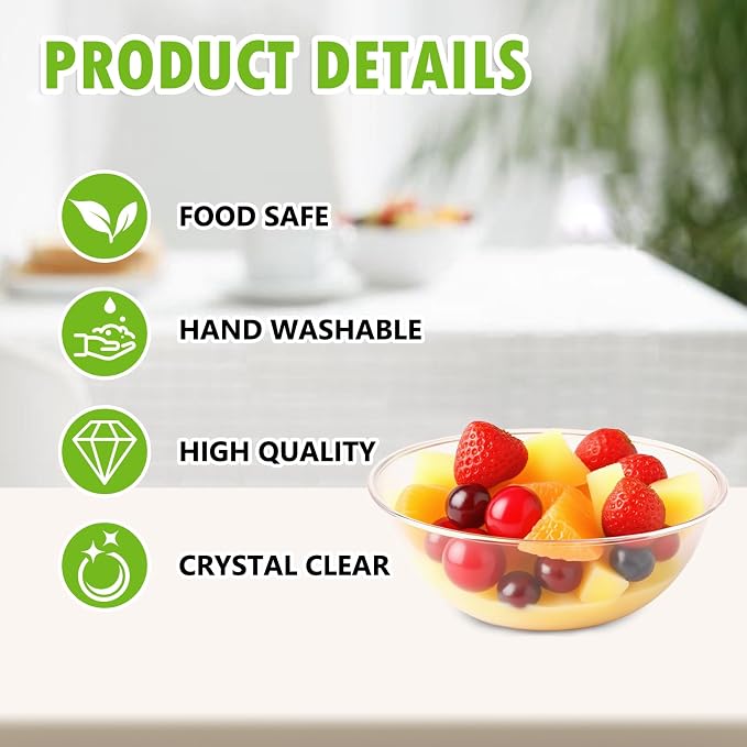 100 Pack 10 oz Clear Plastic Bowls, Disposable Salad Serving Bowls | - Image 3