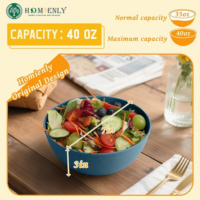 Bowls for Kitchen, Premium Wheat Straw Bowl 6 PCS, Unbreakable LIghtweight - Image 2