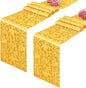 2 Pack Gold Damask Satin Table Runner 12 x 108 Inch | Bright Smooth Damask by Eychei