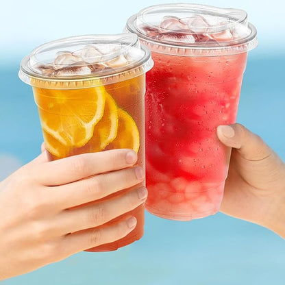 24 oz 50 Pack Clear Plastic Cups with Lids, Sturdy Iced Coffee Cups with Sip Lids, Disposable Food Safe Smoothie Cup for Cold Drinks, Juice, Milkshake