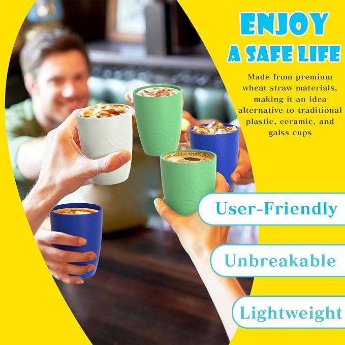 Homienly Drinking Glasses & Everyday Kids Tumblers Wheat Straw Cups 4-Pack Set - Image 5