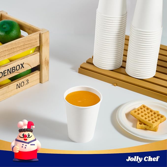 JOLLY CHEF 1000 Pack Disposable Paper Coffee Cups 12 oz | Hot Beverage Paper - Image 4