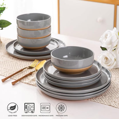 AmorArc Dinnerware Sets for 8, 24 Pieces Ceramic Plates and Bowls Set | Scratch - Image 6