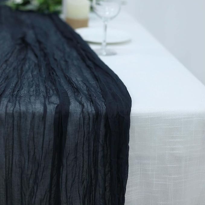 Efavormart 10ft Navy Blue Gauze Table Runner - Image 7