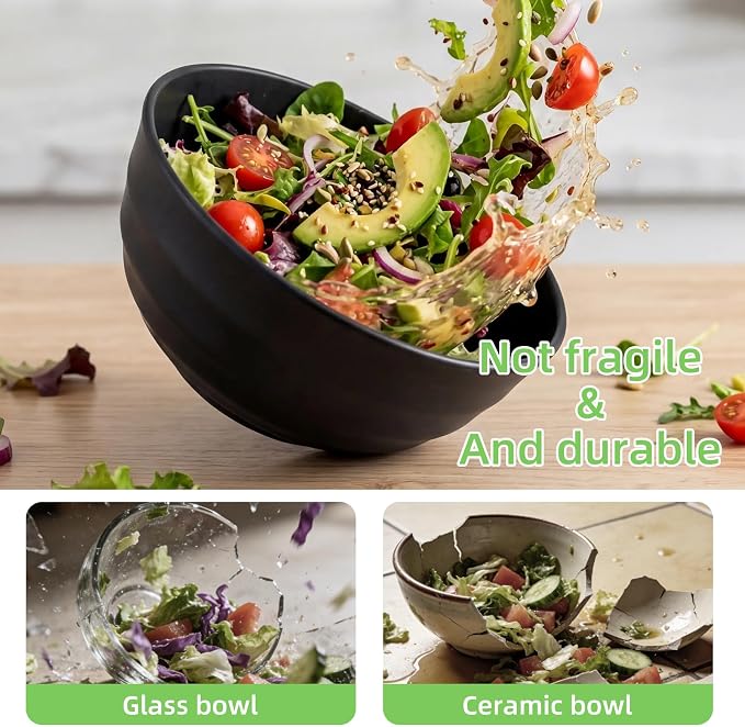60oz Wheat Straw Bowls, Unbreakable Large Capacity Serving Bowls, Microwave & - Image 3