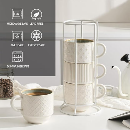 JIEMEI HOME Large Ceramic Coffee Mug Set of 4 - Image 4