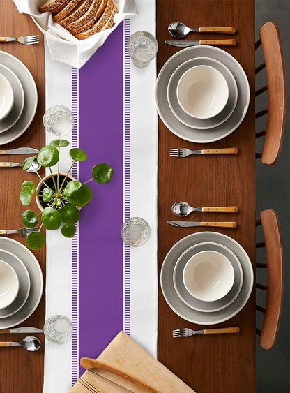 Purple Table Runners 120 inches Long, Modern Stripes Table Runner Farmhouse - Image 2