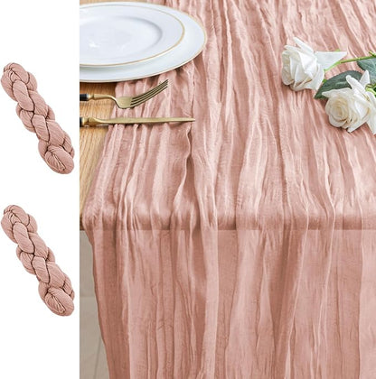 Cheesecloth Table Runner 10FT 2Pcs Dusty Pink Boho Gauze Sheer Runners | Cheese by Xiomot