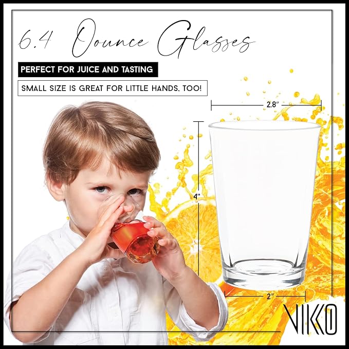 Vikko Small Glasses, 6.4 Ounce Glass Cups, Heavy Base - Image 3