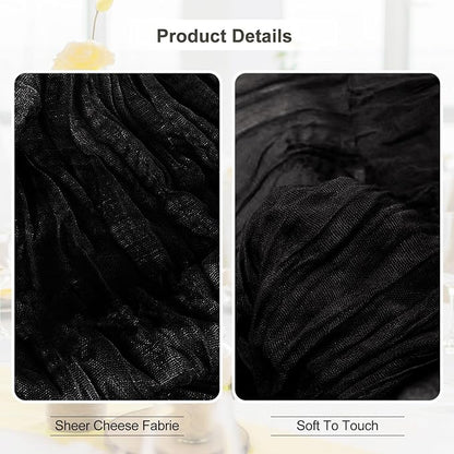 6 Pack Black Cheesecloth Table Runner 35x120 Inch 10Ft Rustic Gauze Cheese - Image 2