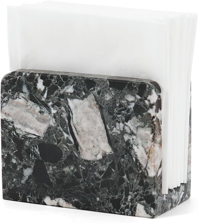 Marble Mini Napkin Holder 3" x 4" Inch Black Zebra Cocktail Napkins, Coffee Bars by MarblousKrafts