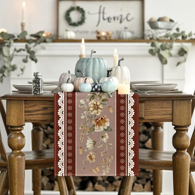 Artoid Mode 210 GSM Fall Table Runner 13x72 Inch Home Party Decor | Brown - Image 2