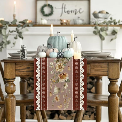 Artoid Mode 210 GSM Fall Table Runner 13x72 Inch Home Party Decor | Brown - Image 2