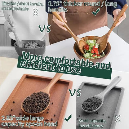 Wooden Spoons for Cooking, Healthy Acacia Wood Spoon Scoops, Kitchen Serving - Image 4